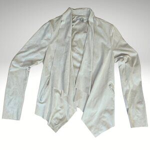 Style State Grey Faux Suede Draped Open-Front Jacket – Size 6